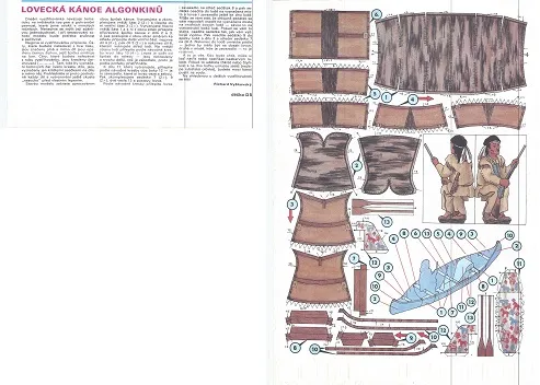 Lovecká kánoe Algonkinov - menšia mierka